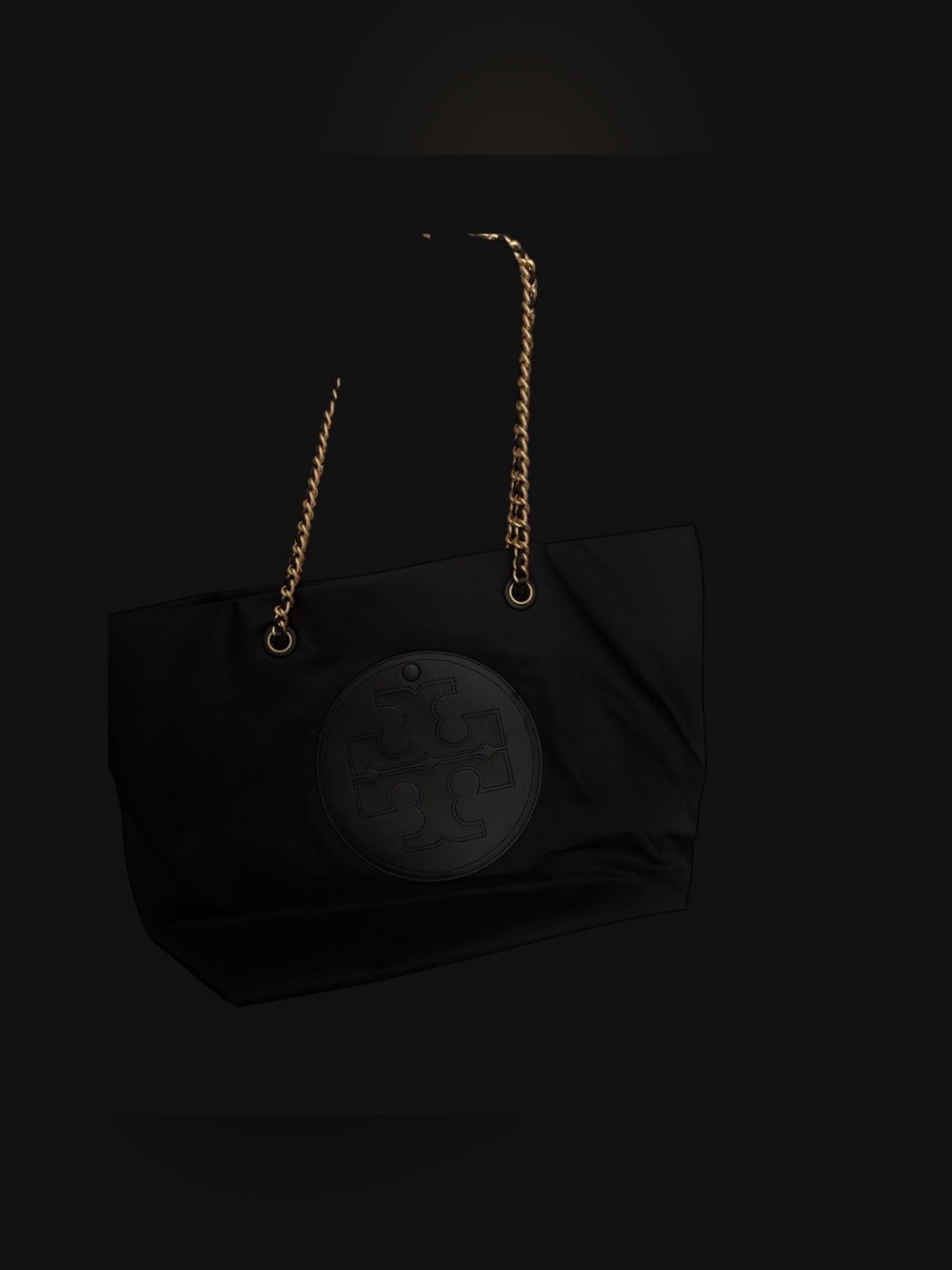 Tory Burch Black Tote with Gold Chain Handles